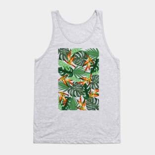 Vibrant Tropical Leaves Green Pattern Tank Top